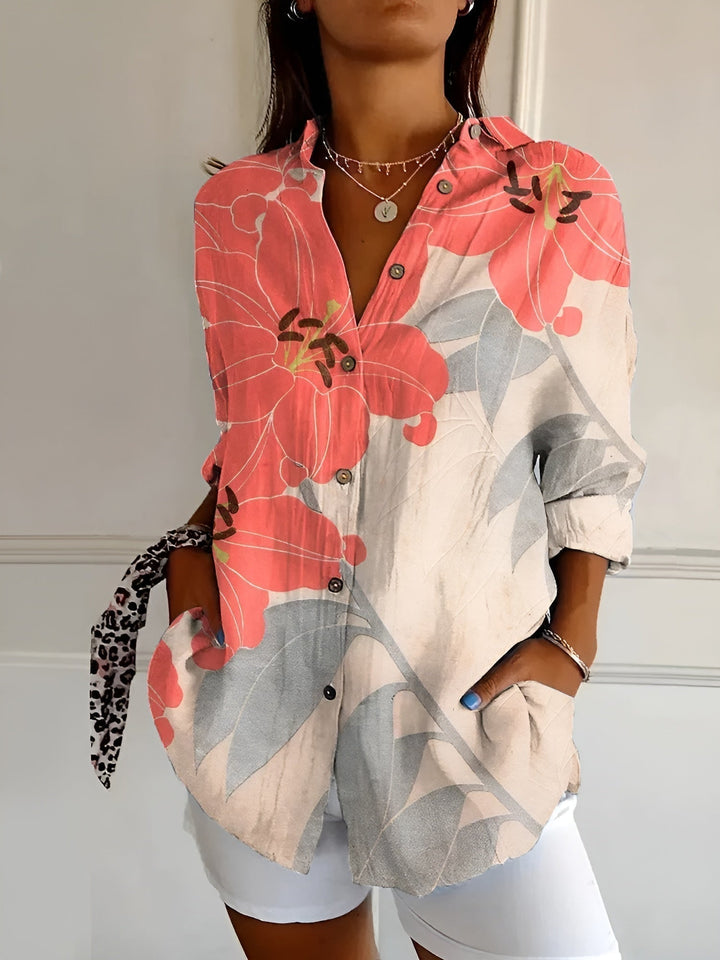 Rhian | Women Floral Print Button Down Shirt