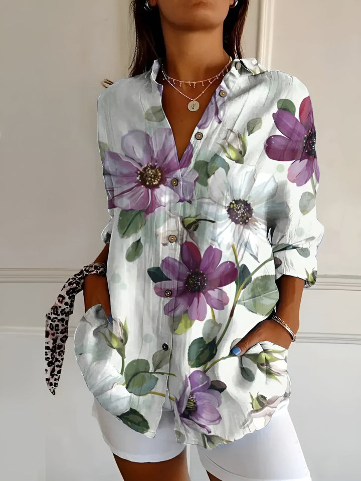 Rhian | Women Floral Print Button Down Shirt