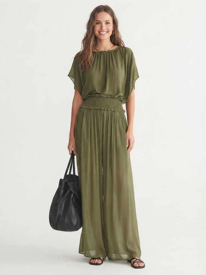 Eirlys | Women Smocked Wide Leg Jumpsuit