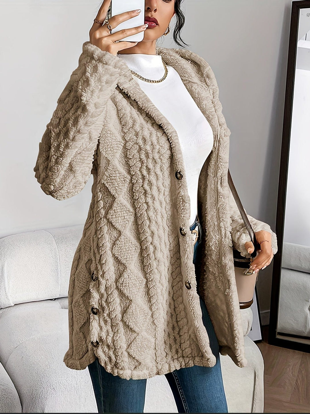 Elfrida | Women Hooded Fleece Cardigan Sweater