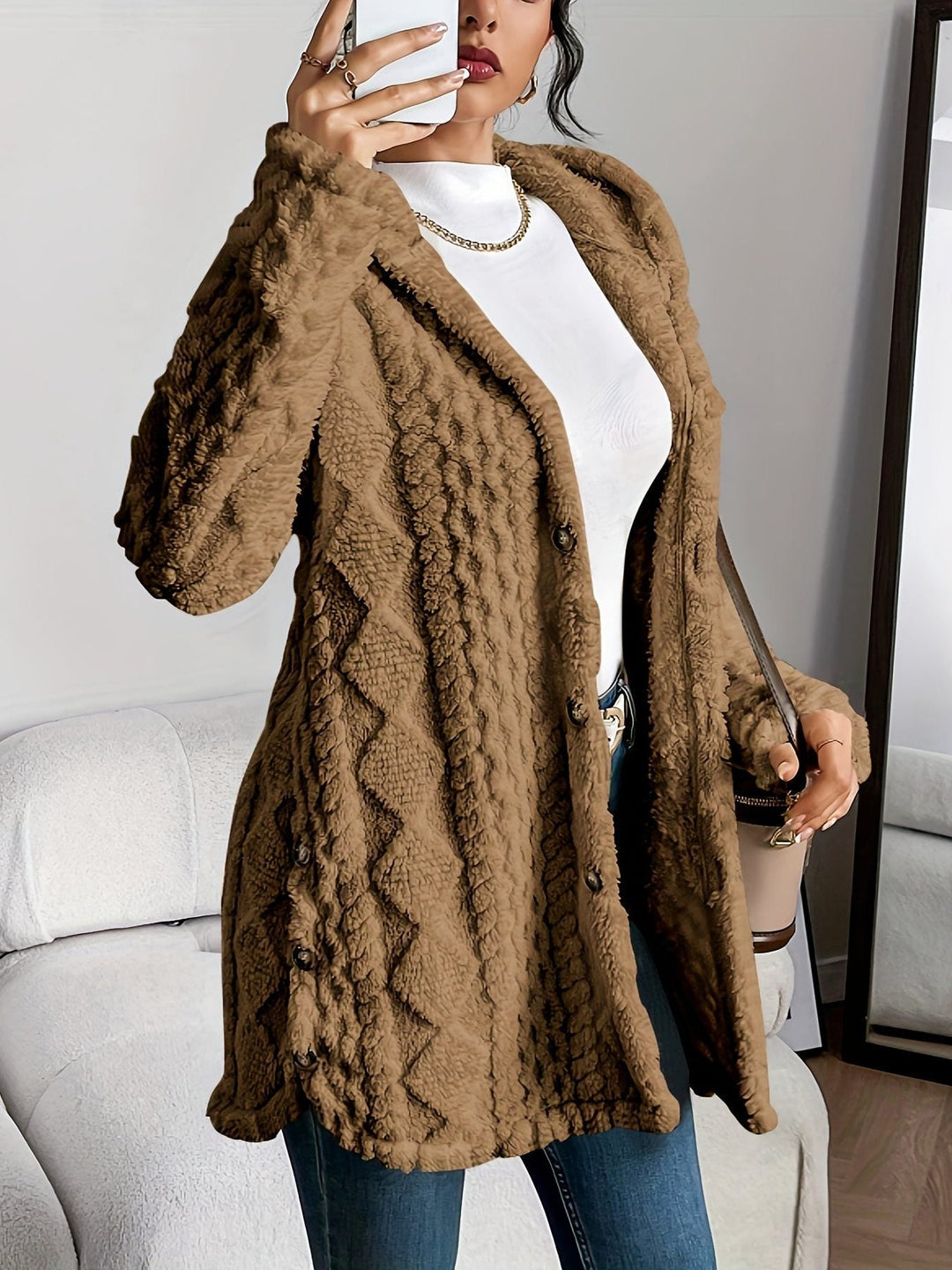Elfrida | Women Hooded Fleece Cardigan Sweater