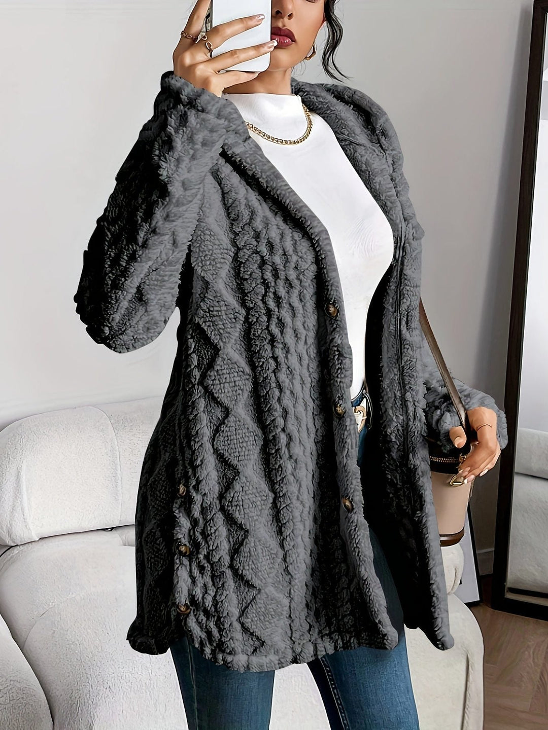 Elfrida | Women Hooded Fleece Cardigan Sweater
