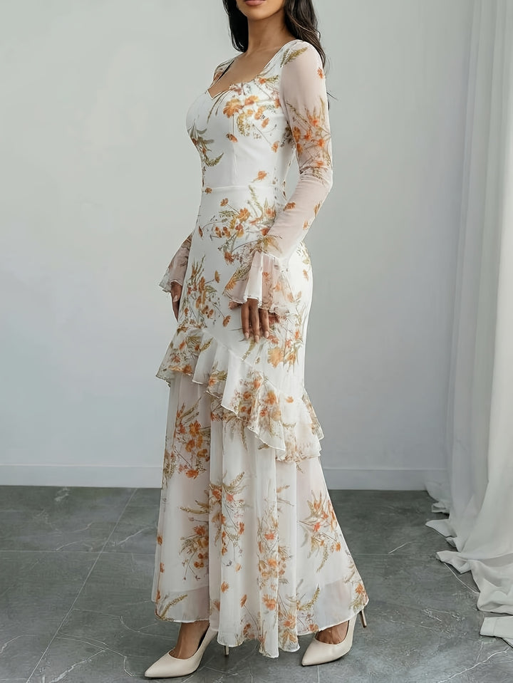 Elegant Black Floral Knit Plus Size Mother of the Bride Dress for Women with Sweetheart Neckline Long Sleeve Wedding Style
