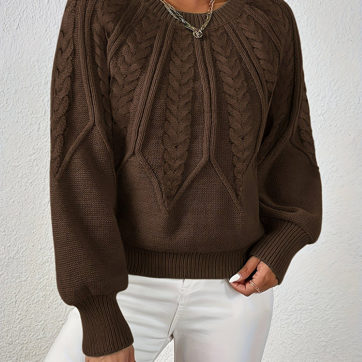 Anselma | Women Raglan Cable Knit Pullover