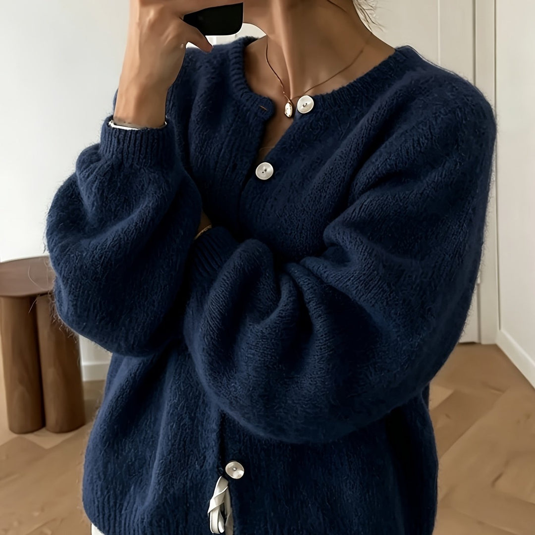 Emily | Women's Knit Crew Neck Long Sleeve Casual Cardigan