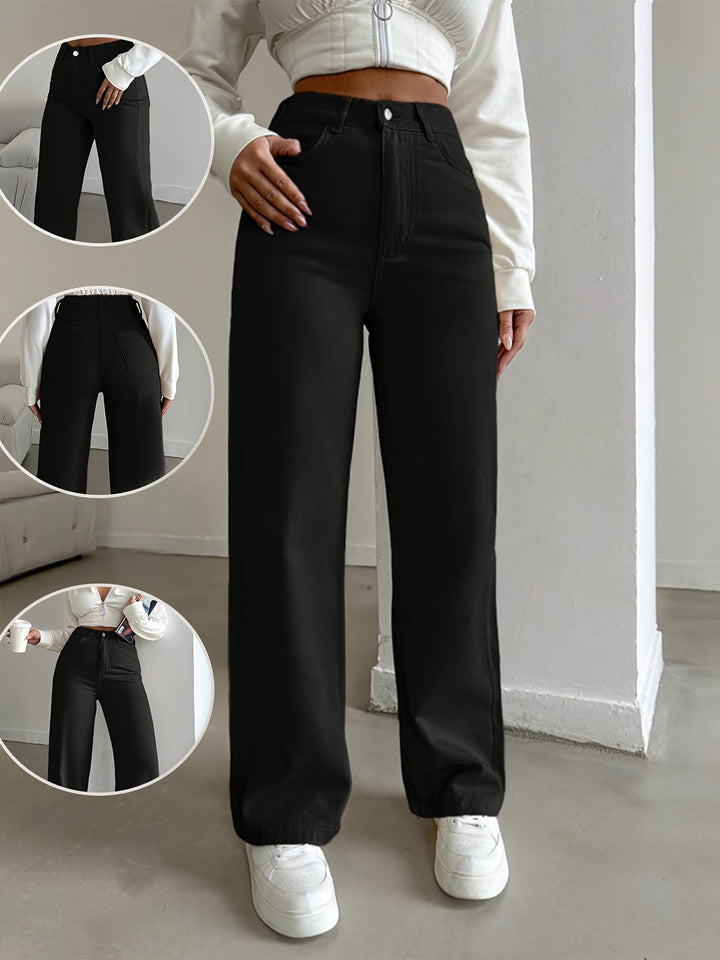 Blake | Women's Black Denim Straight Leg Party Relaxed Jeans