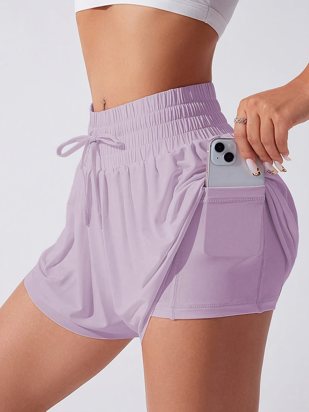 Poppy | Women's Knit Smocked Casual High Waisted Shorts