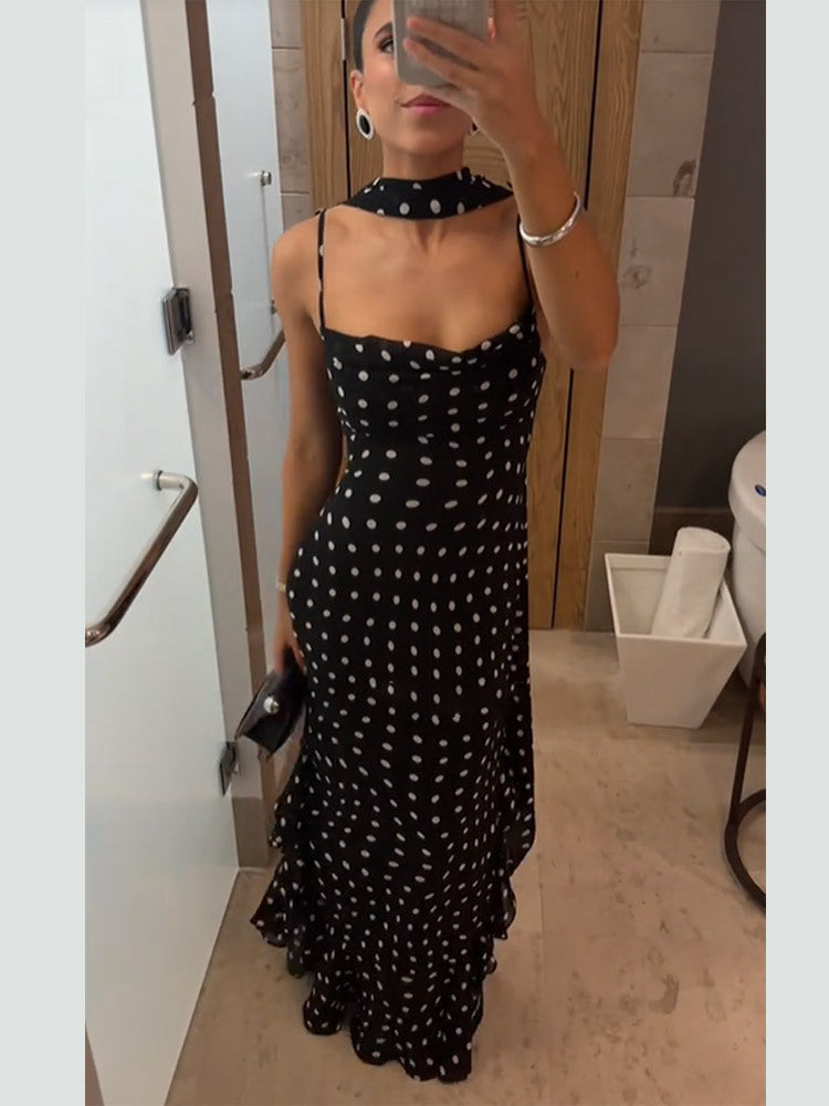 Sabina | Women Polka Dot Scarf Race Day Dress