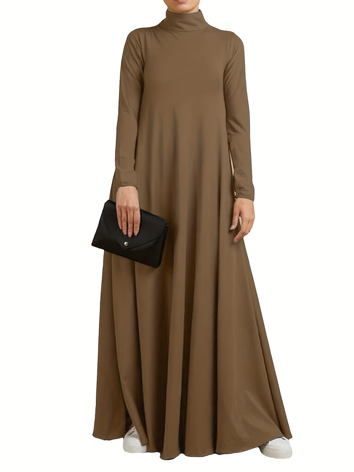 Nancy | Women's Knit High Neck Long Sleeve Casual Maxi Dress