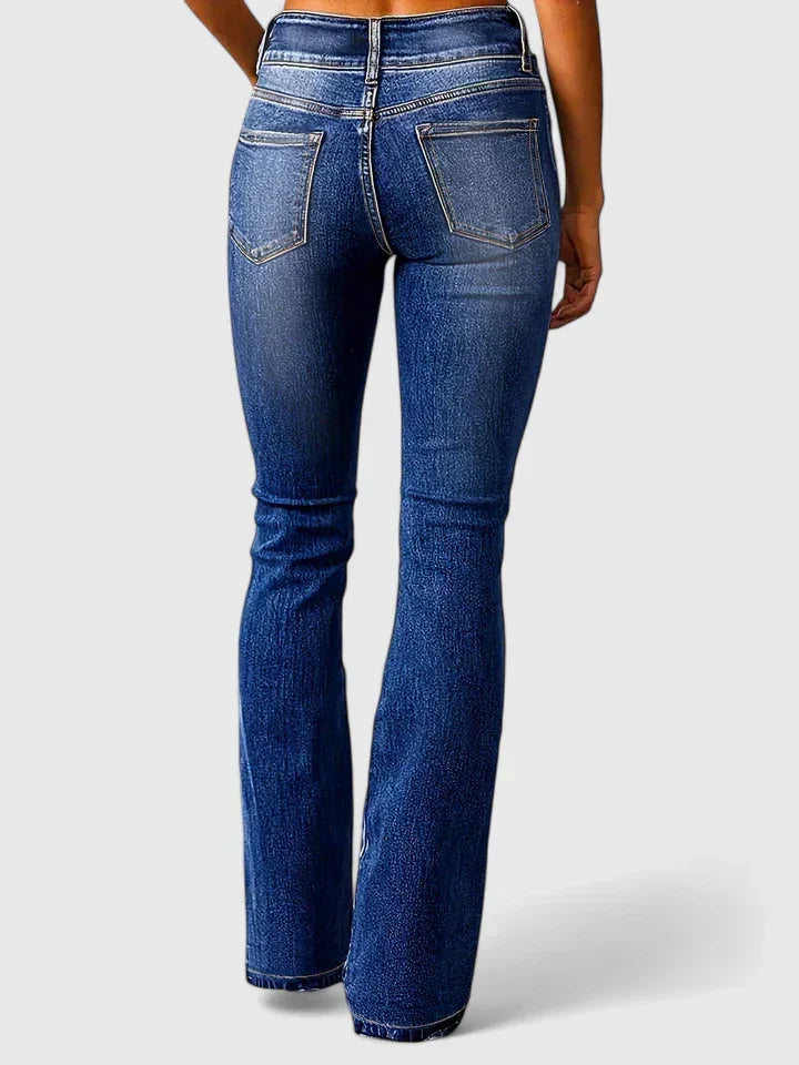 Somerhild | Women Double Button Flare Jeans