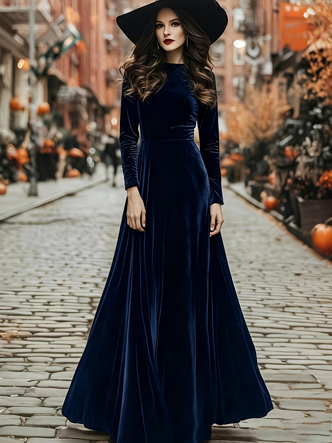 Paisley | Women's Black Plus Size Halloween Velvet Witch Maxi Dress