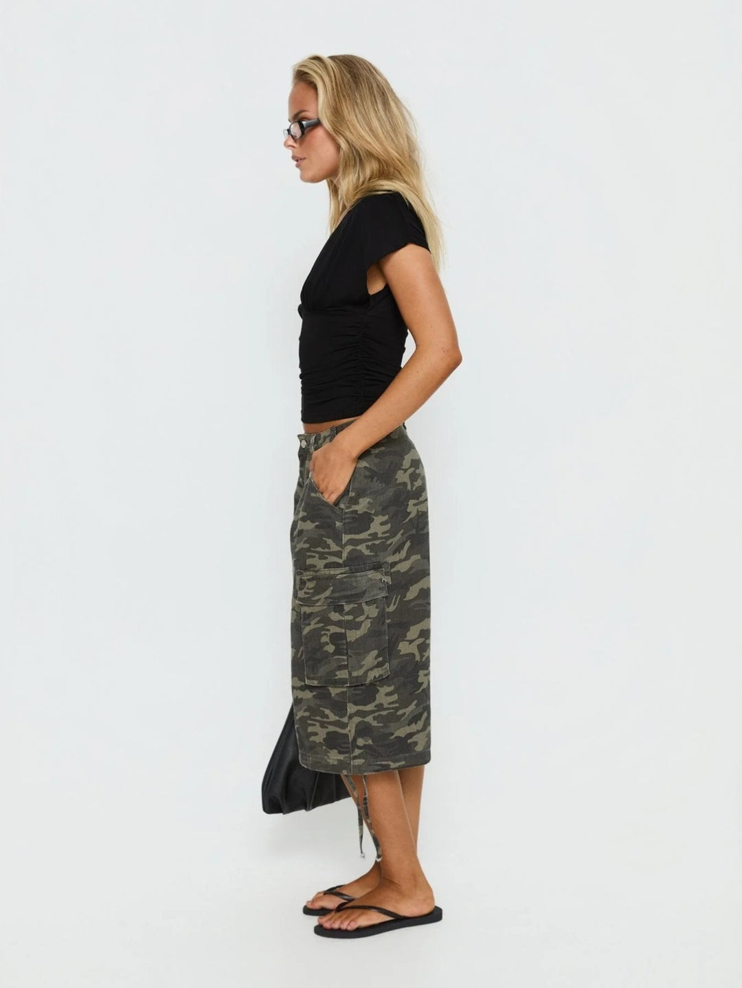 Pamela | Women's Camo Pleated Casual Denim Cargo Pockets Pants