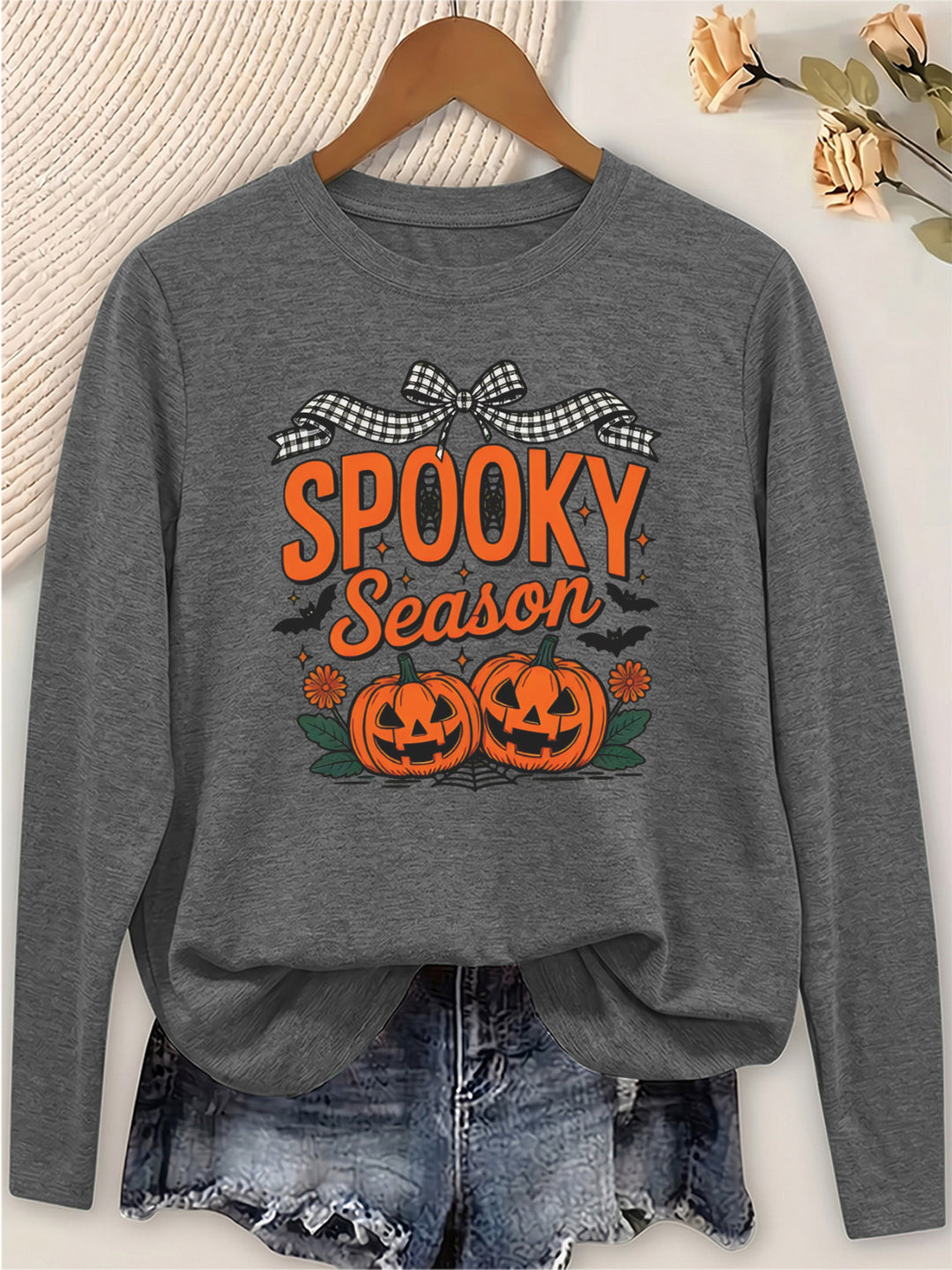 Marlowe | Women's Halloween Sweater Pumpkin Bat Print