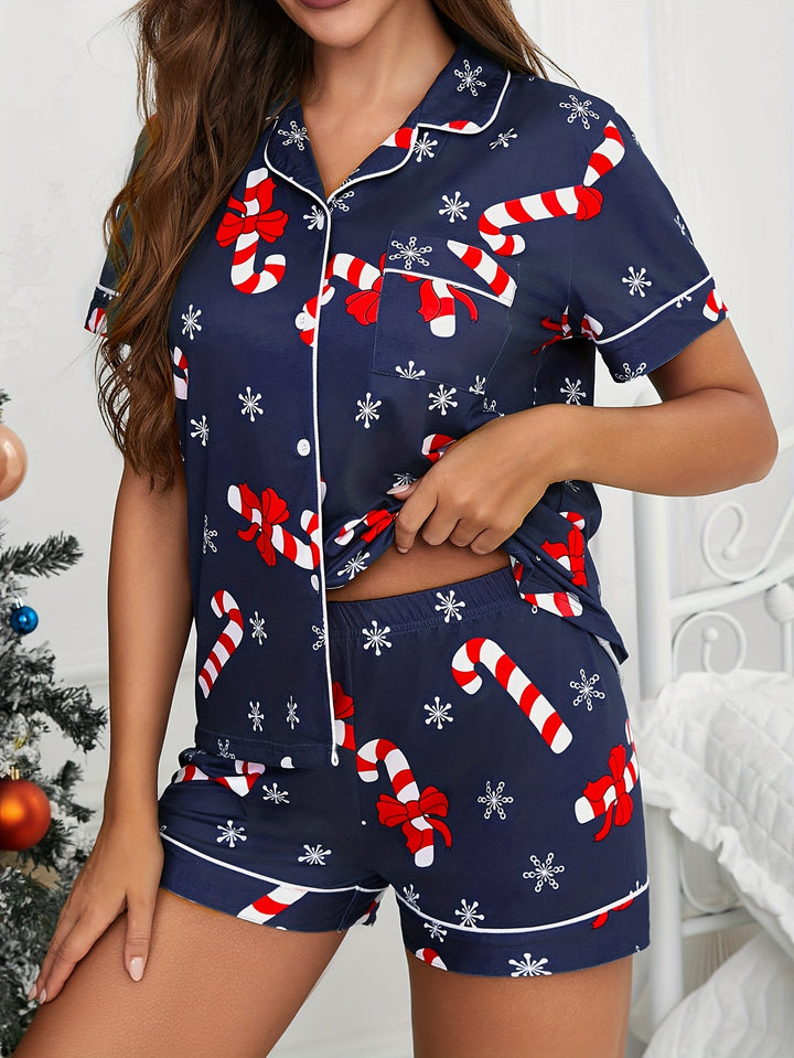 Maya | Women's Satin Button Front Sequin Pajama Set