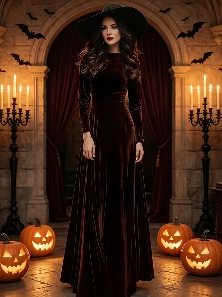 Paisley | Women's Black Plus Size Halloween Velvet Witch Maxi Dress