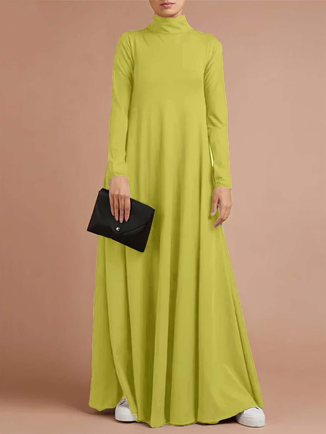 Nancy | Women's Knit High Neck Long Sleeve Casual Maxi Dress