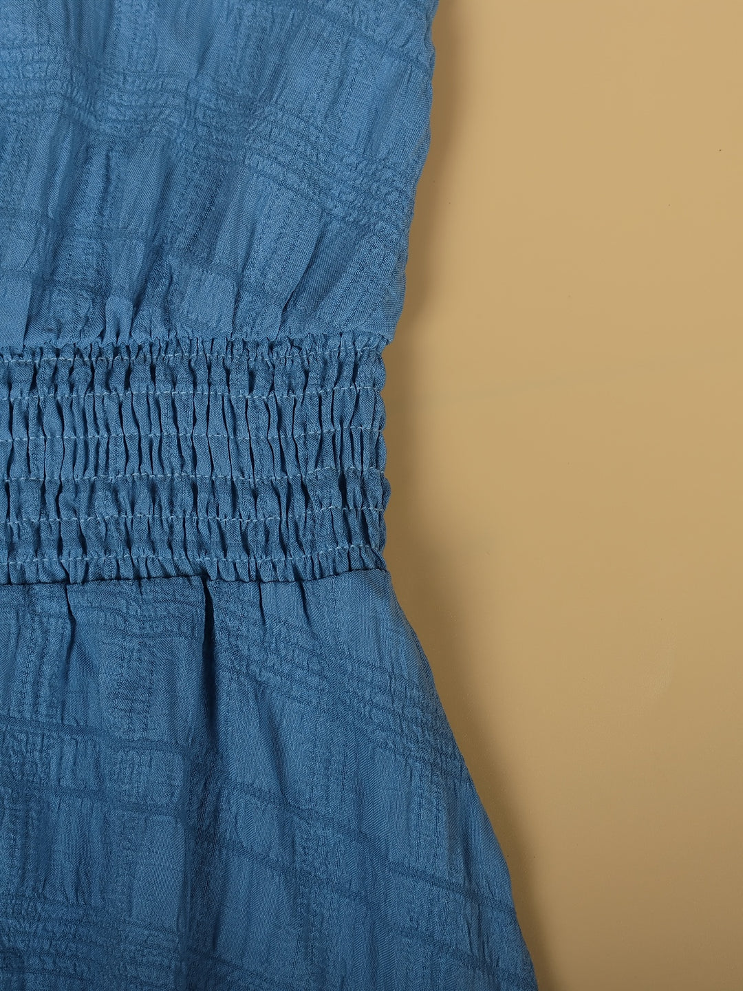 Elegant Blue Maternity Dress for Women with V Neck Short Sleeve Smocked Tiered Plus Size Style
