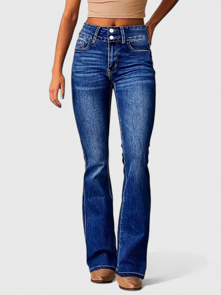 Somerhild | Women Double Button Flare Jeans