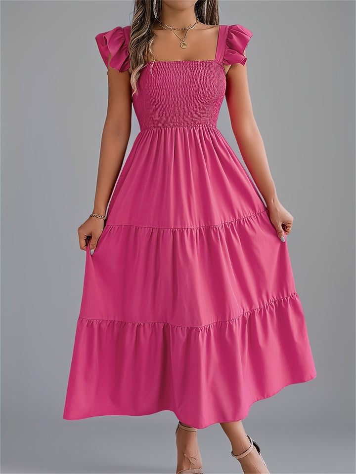 Iris | Women's Wedding Guest Tiered Midi Dress