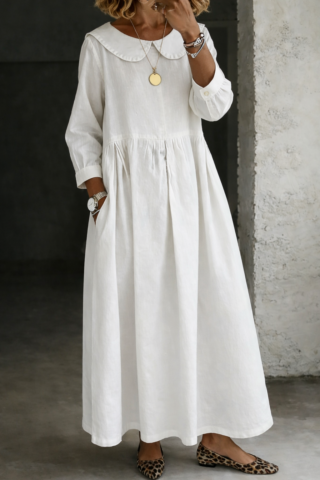 Shoshana | Women Peter Pan Collar Denim Dress