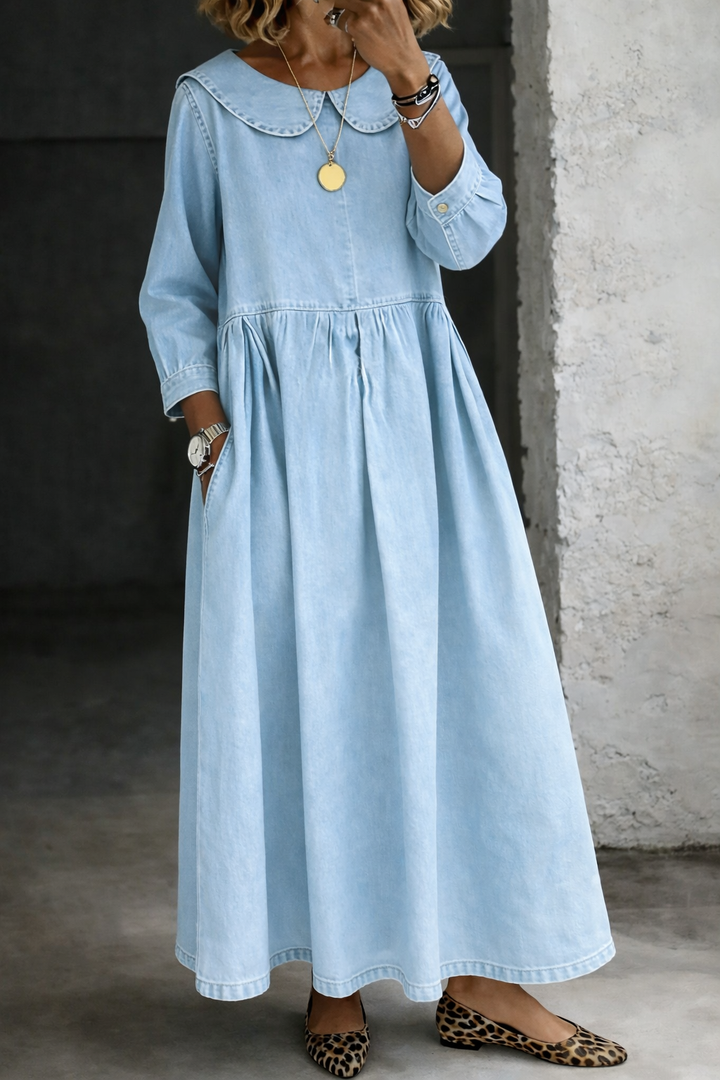 Shoshana | Women Peter Pan Collar Denim Dress