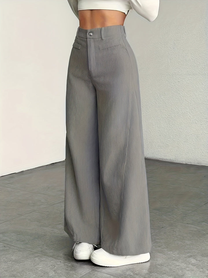 Endelyn | Women High Waist Corduroy Flowy Pants