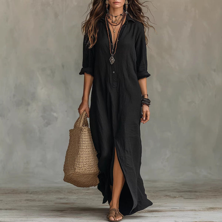Dinah | Women's Collar Button Front Slit Floral Dress