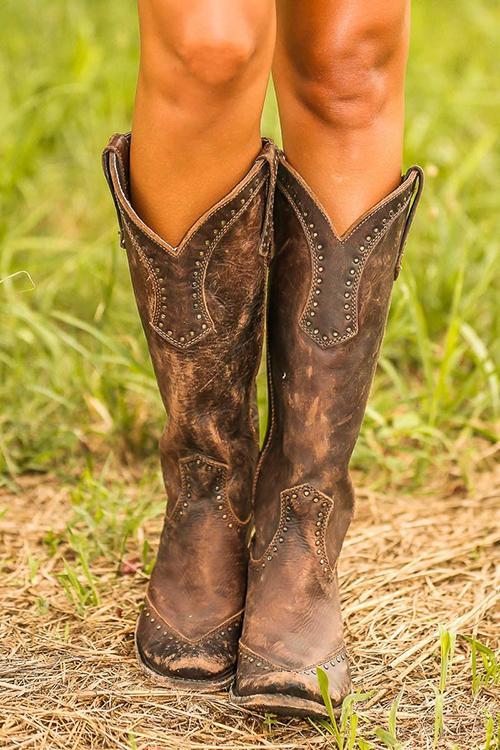 Dagmar | Women Studded Knee High Boots