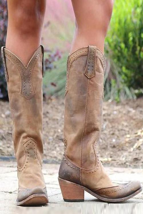 Dagmar | Women Studded Knee High Boots