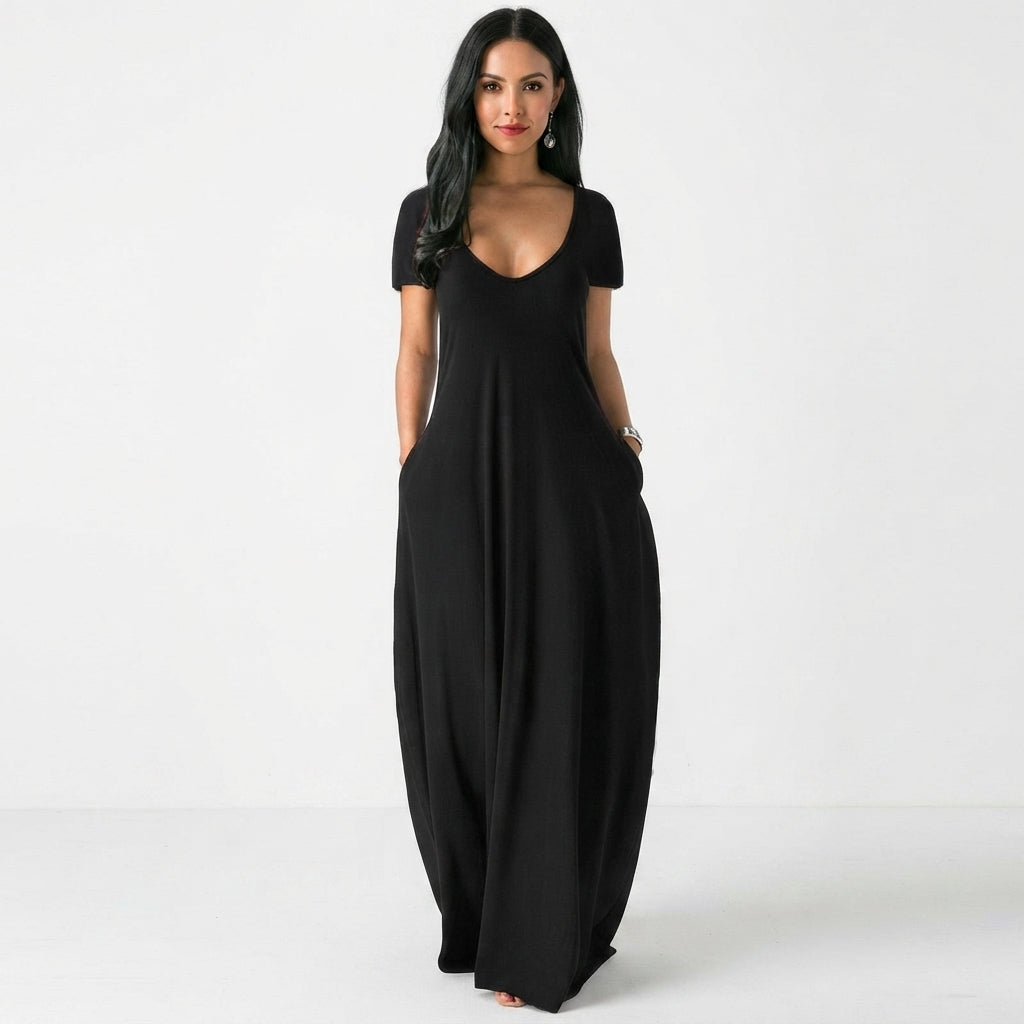 Hilda | Women V Neck Pocket Maxi Dress
