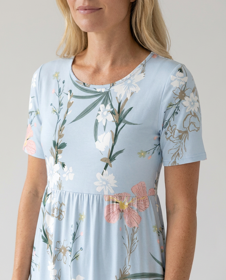 Hedy | Women's Short Sleeve Empire Waist Floral Midi Dress