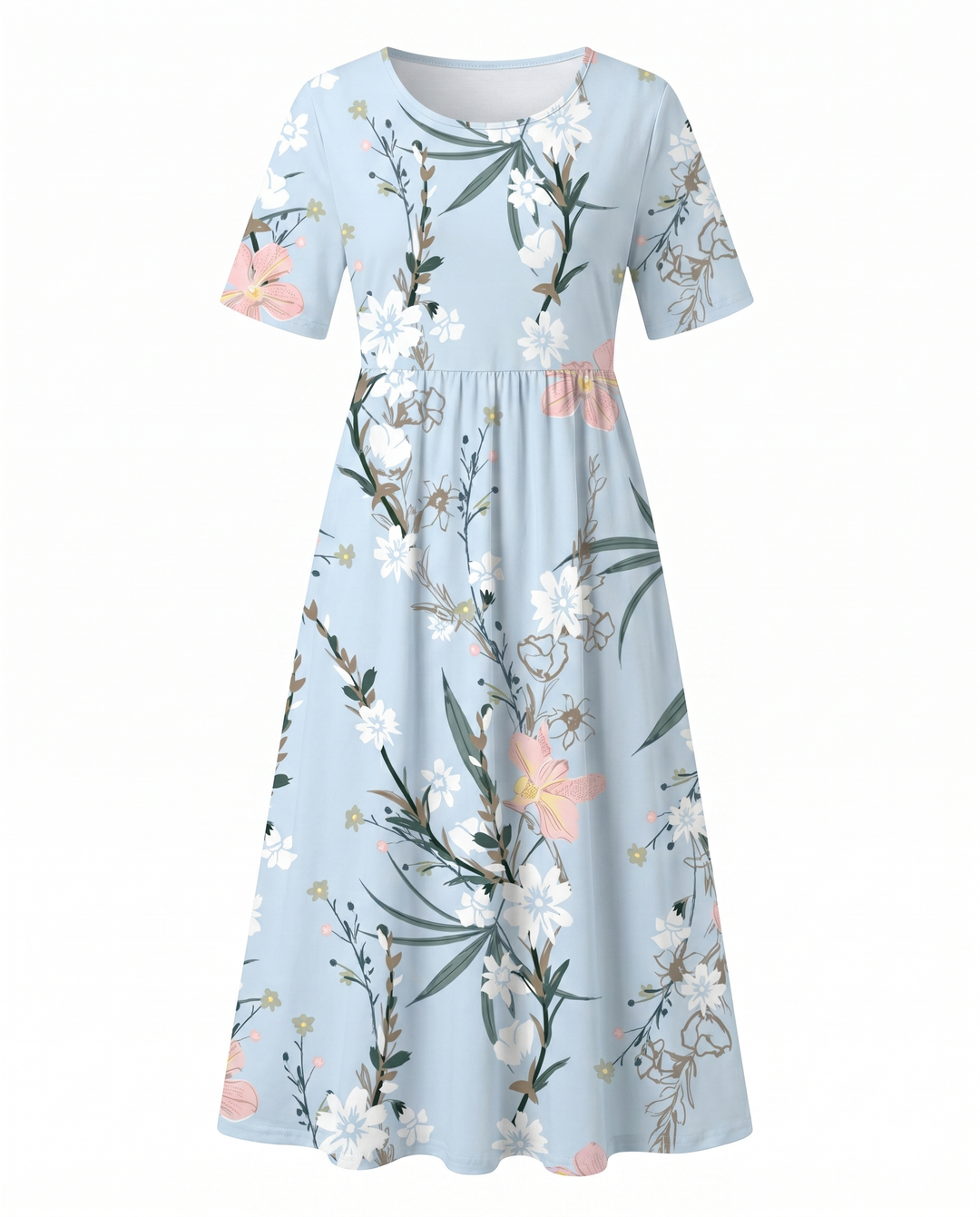 Hedy | Women's Short Sleeve Empire Waist Floral Midi Dress