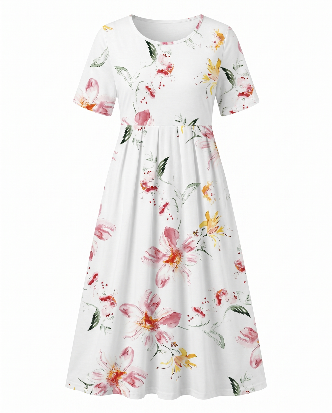 Hedy | Women's Short Sleeve Empire Waist Floral Midi Dress