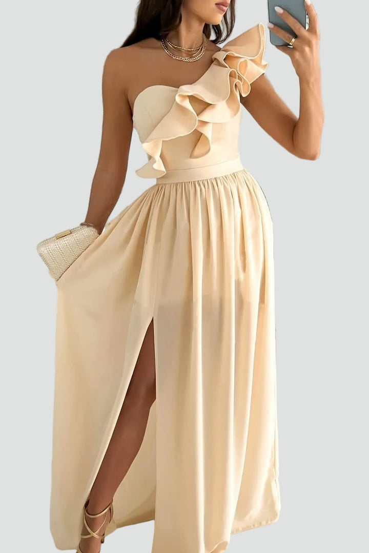Elegant Bridesmaid Dress for Women with One Shoulder Plus Size Wedding Style