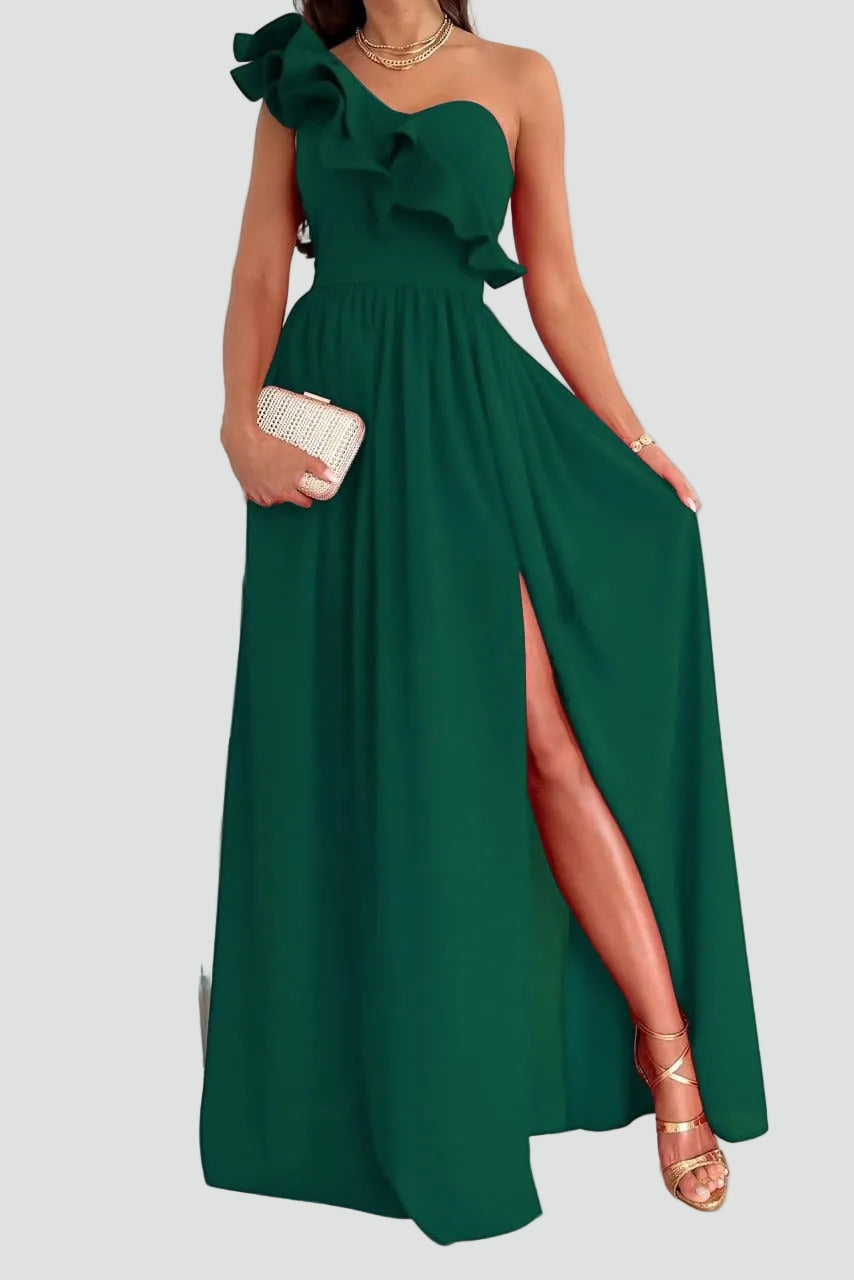 Elegant Bridesmaid Dress for Women with One Shoulder Plus Size Wedding Style