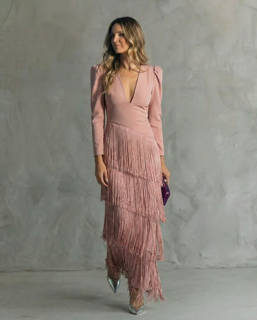 Justine | Women Fringe Long Sleeve Flapper Dress