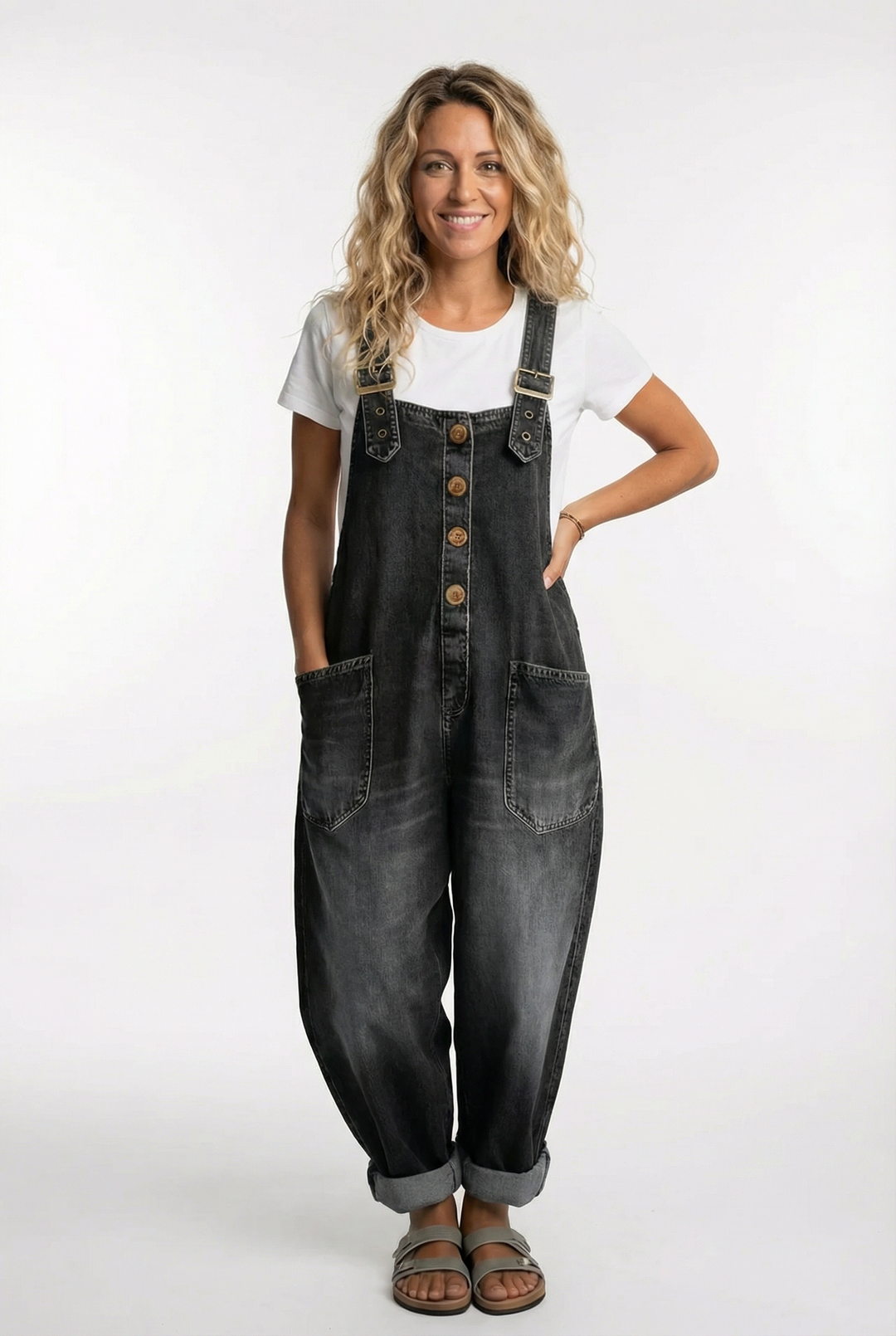 Paula | Women's Denim Pockets Casual Adjustable Strap Overalls