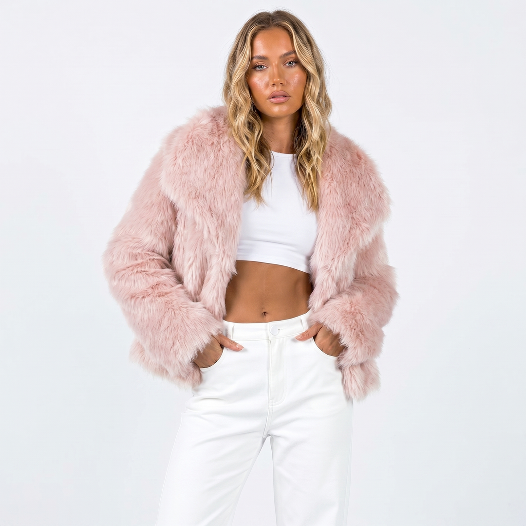 Elara | Women Cropped Faux Fur Jacket