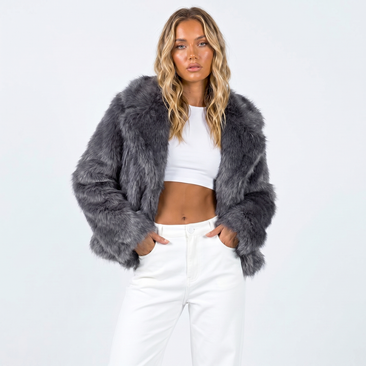 Elara | Women Cropped Faux Fur Jacket