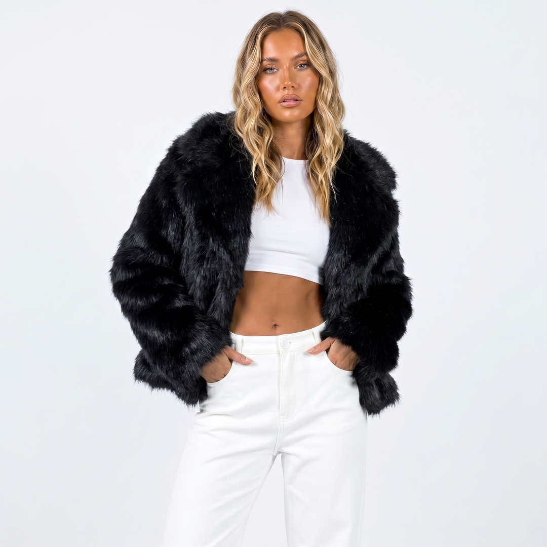 Elara | Women Cropped Faux Fur Jacket