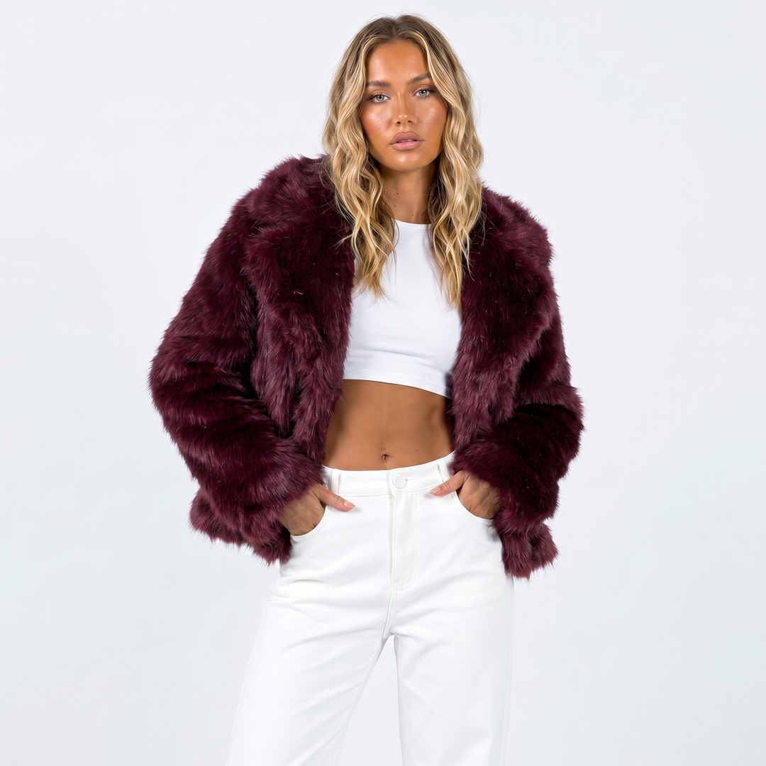 Elara | Women Cropped Faux Fur Jacket