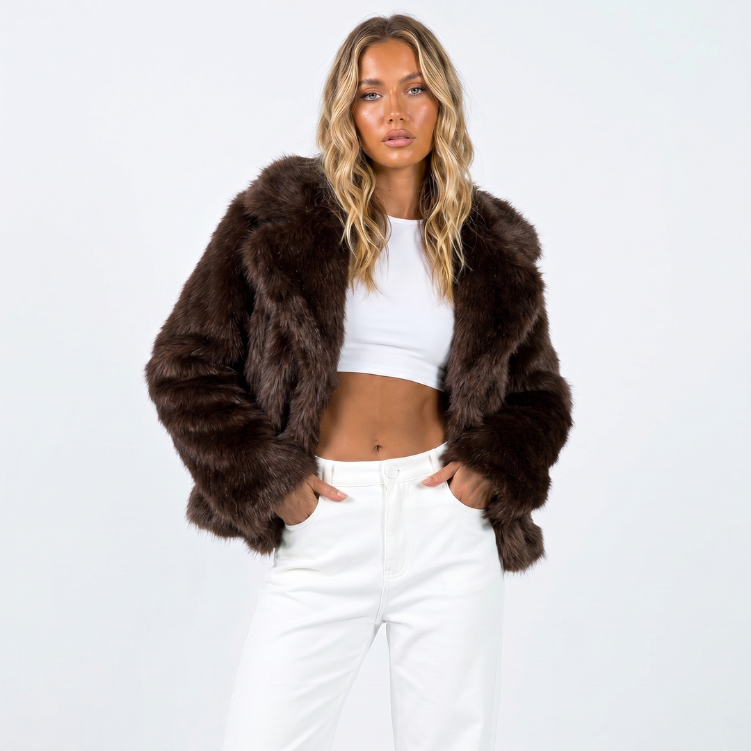 Elara | Women Cropped Faux Fur Jacket