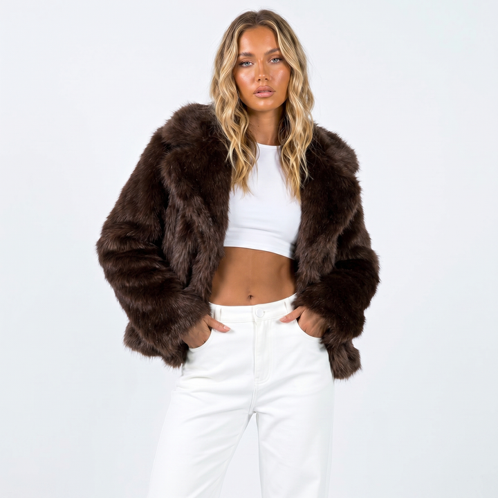 Elara | Women Cropped Faux Fur Jacket