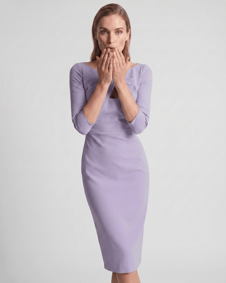 Kaye | Women's Twist Keyhole Elbow Sleeve Elegant Cocktail Dress