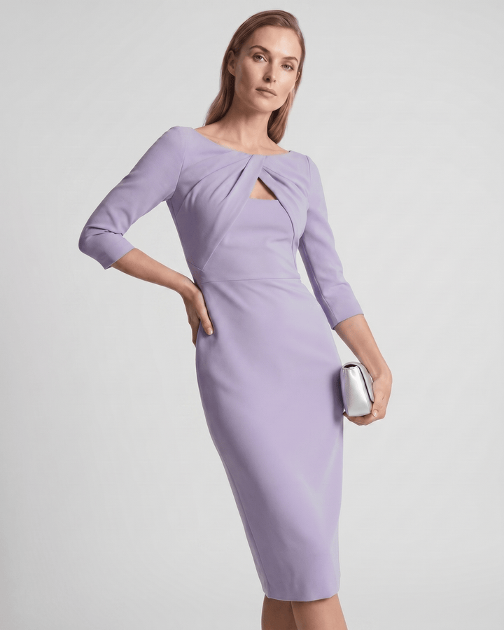 Kaye | Women's Twist Keyhole Elbow Sleeve Elegant Cocktail Dress