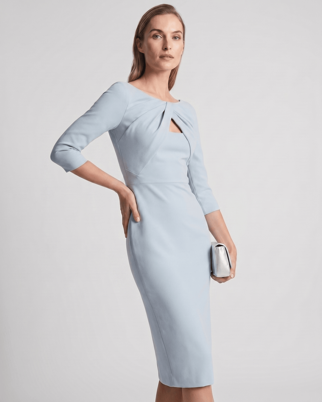 Kaye | Women's Twist Keyhole Elbow Sleeve Elegant Cocktail Dress