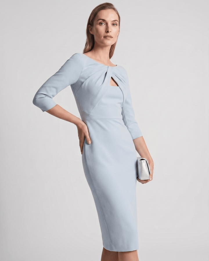 Kaye | Women's Twist Keyhole Elbow Sleeve Elegant Cocktail Dress