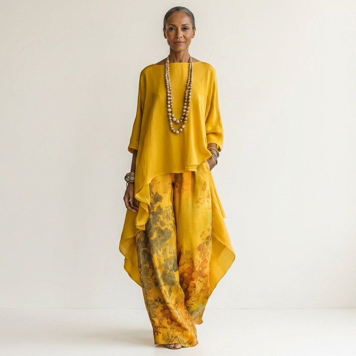 Lavinia | Women High Low Wide Leg Two Piece Set