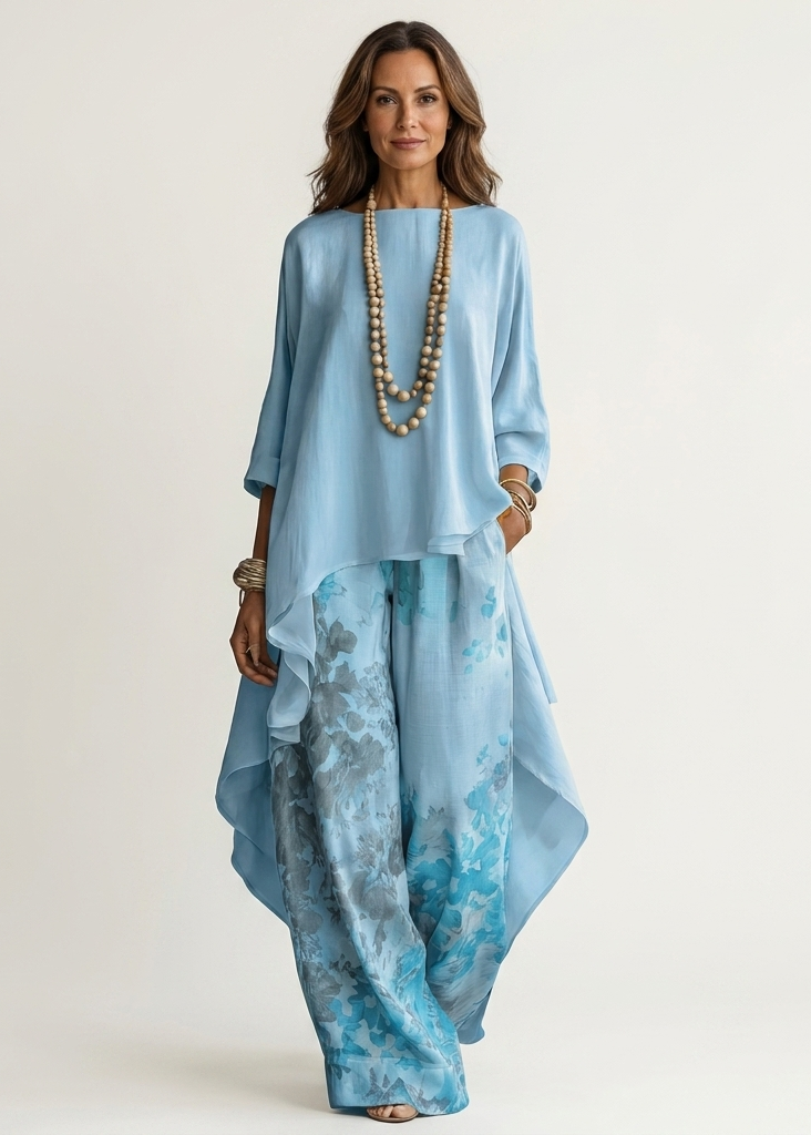 Lavinia | Women High Low Wide Leg Two Piece Set