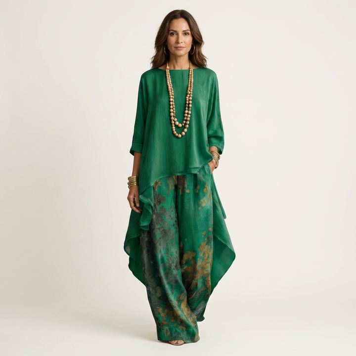 Lavinia | Women High Low Wide Leg Two Piece Set